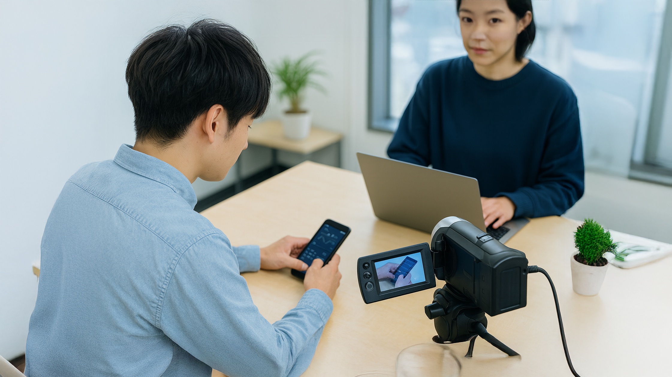 ユーザーテストで操作の様子を撮影する場面